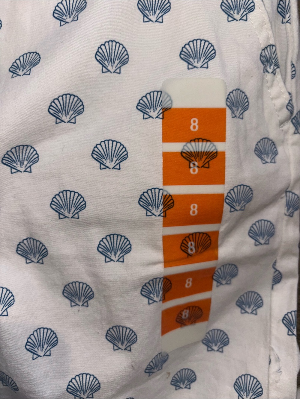 NWT Caribbean Joe White Cotton Shorts with Blue Shell Print 5”inseam - Picture 5 of 5